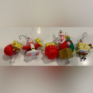 SpongeBob/Patrick Christmas Ornaments, Set Of 5 , All Approximately 1” Tall